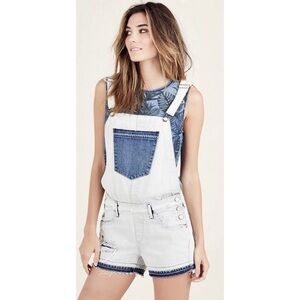 True Religion Light Spectrum Denim Overall Shorts